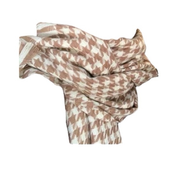 Time And Tru Brown Strip Houndstooth Blanket Wrap - Picture 5 of 10